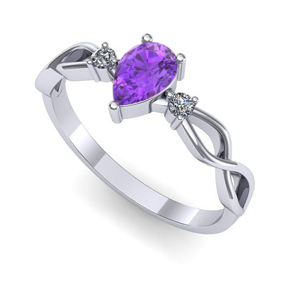 Inel de logodna din aur alb cu ametist
