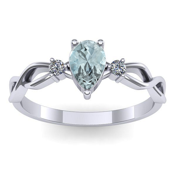 Inel logodna cu aquamarin lacrima