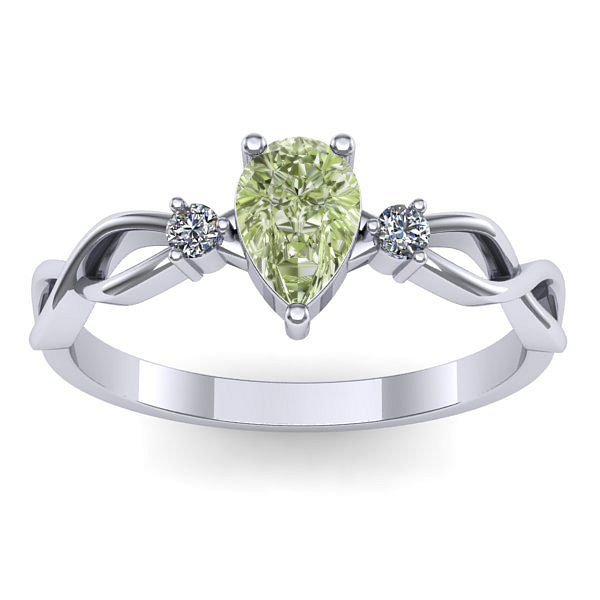 Inel de logodna cu diamant de laborator verde lacrima