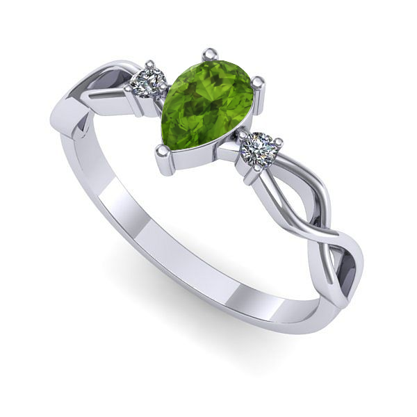 Inel logodna din aur alb cu peridot