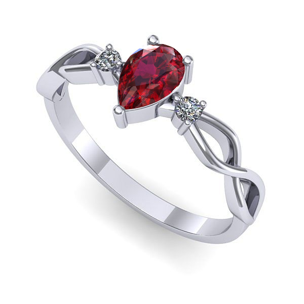 Inel de logodna din aur alb cu rubin