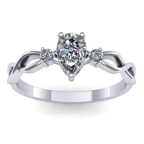 Inel logodna cu safir alb lacrima