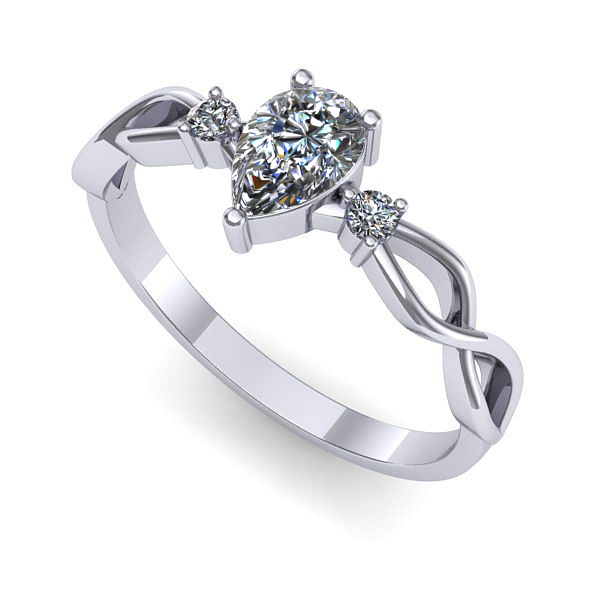 Inel logodna din aur alb cu safir alb