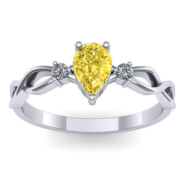 Inel logodna cu safir galben lacrima