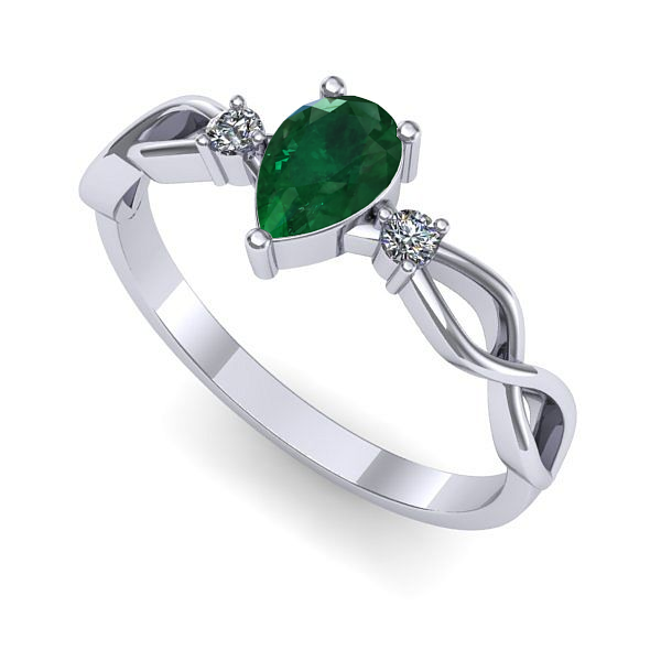 Inel din aur alb cu smarald