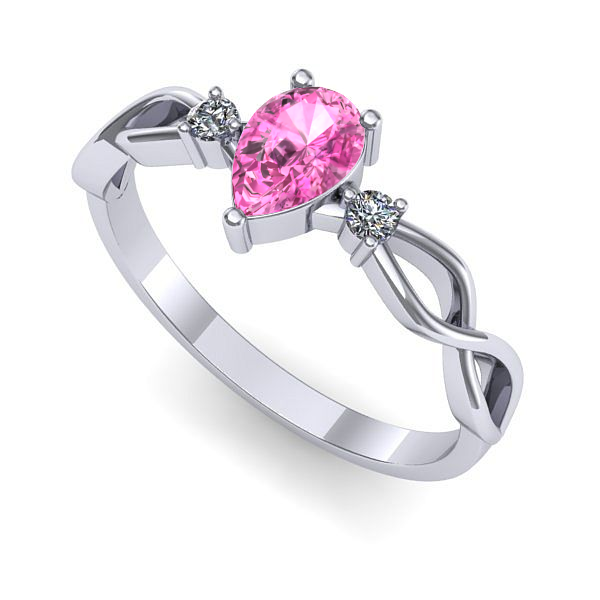 Inel de logodna din aur alb cu safir roz