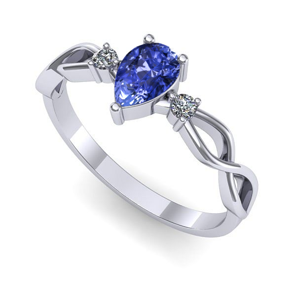 Inel logodna din aur alb cu tanzanit