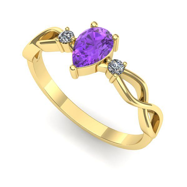 Inel de logodna din aur galben cu ametist