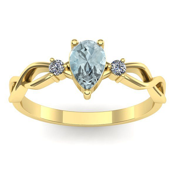 Inel cu aquamarin lacrima