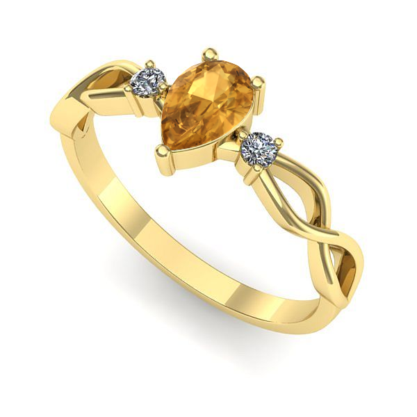 Inel din aur galben cu citrin