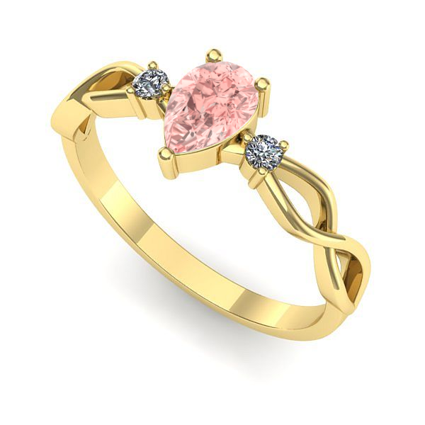 Inel din aur galben cu diamant de laborator roz