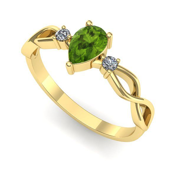 Inel din aur galben cu peridot