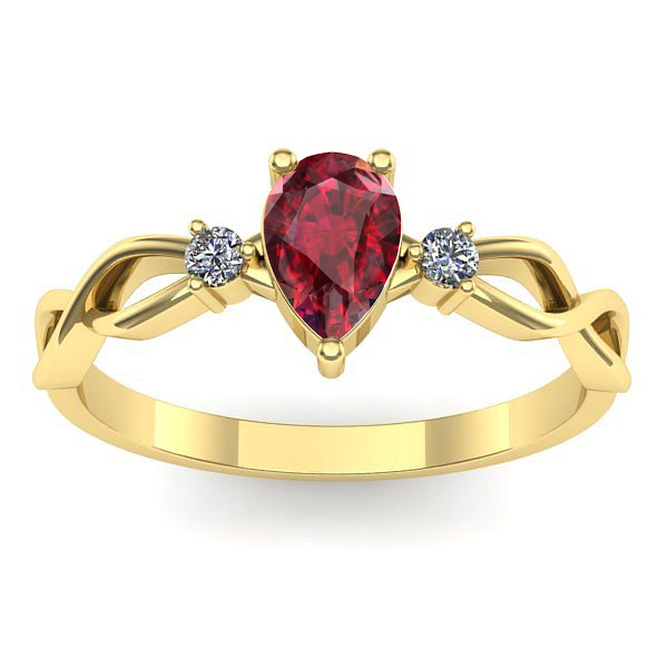 Inel logodna cu rubin lacrima