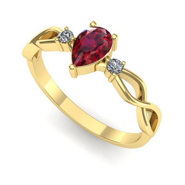 Inel din aur galben cu rubin