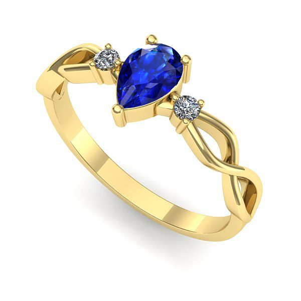 Inel de logodna din aur galben cu safir