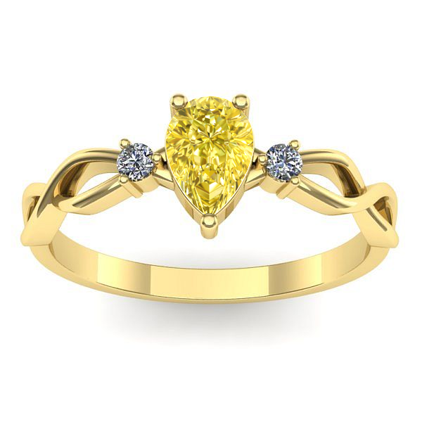 Inel logodna cu safir galben lacrima