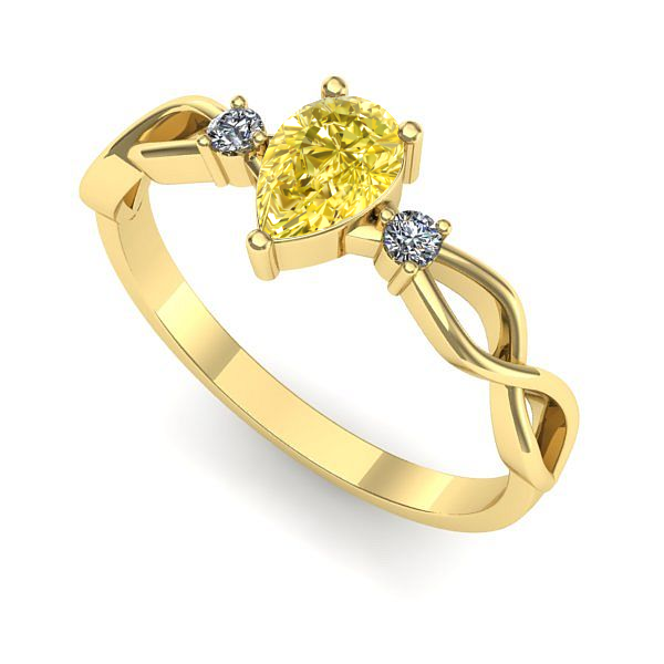 Inel de logodna din aur galben cu safir galben