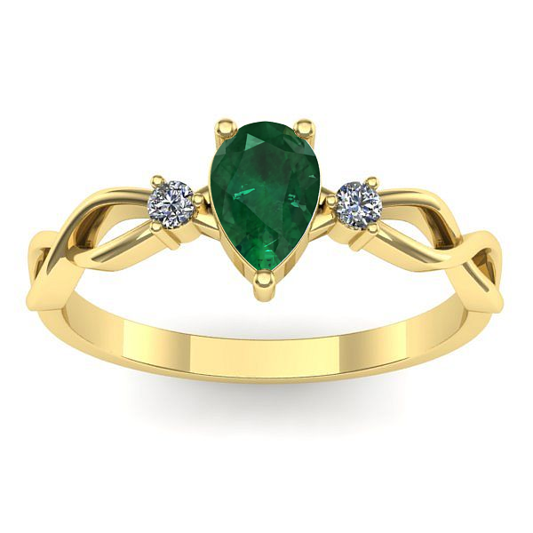 Inel logodna cu smarald lacrima