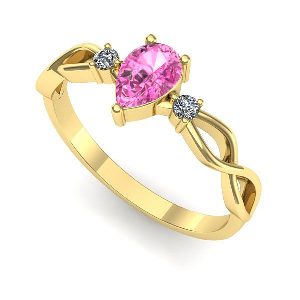 Inel din aur galben cu safir roz