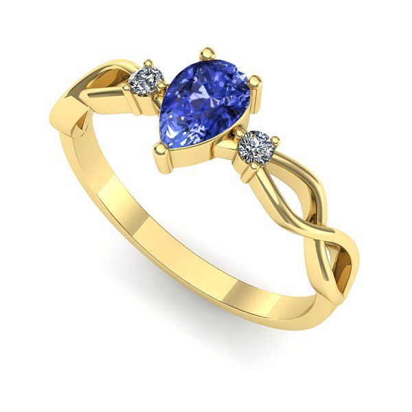 Inel logodna din aur galben cu tanzanit