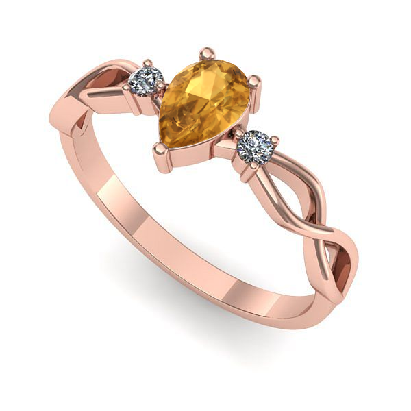Inel de logodna din aur roz cu citrin