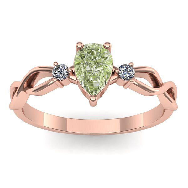 Inel cu diamant de laborator verde lacrima