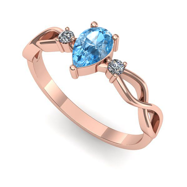 Inel din aur roz cu topaz blue