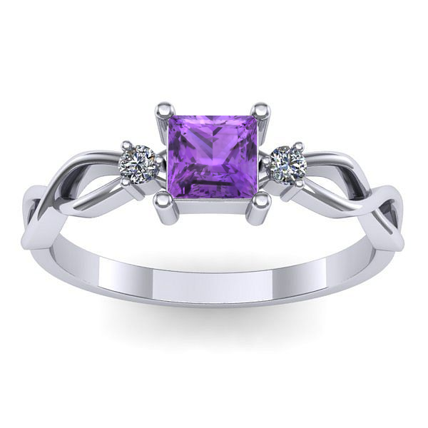 Inel de logodna cu ametist patrat