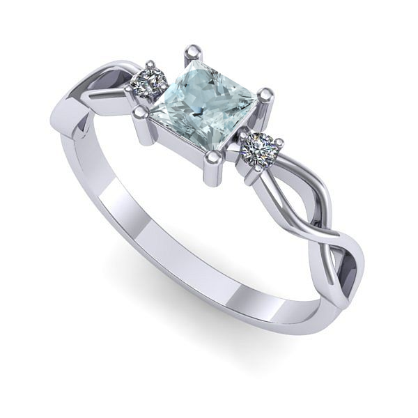 Inel din aur alb cu aquamarin