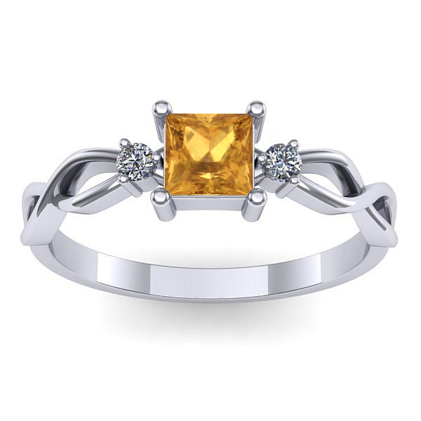 Inel cu citrin patrat