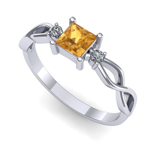 Inel de logodna din aur alb cu citrin