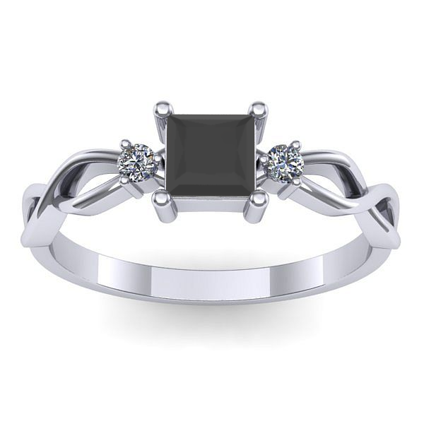 Inel de logodna cu diamant negru patrat