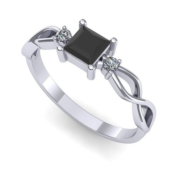 Inel logodna din aur alb cu diamant negru