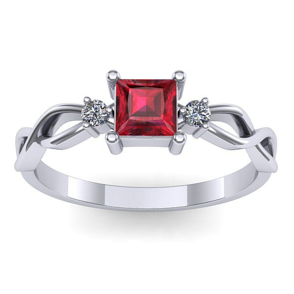 Inel de logodna cu rubin patrat