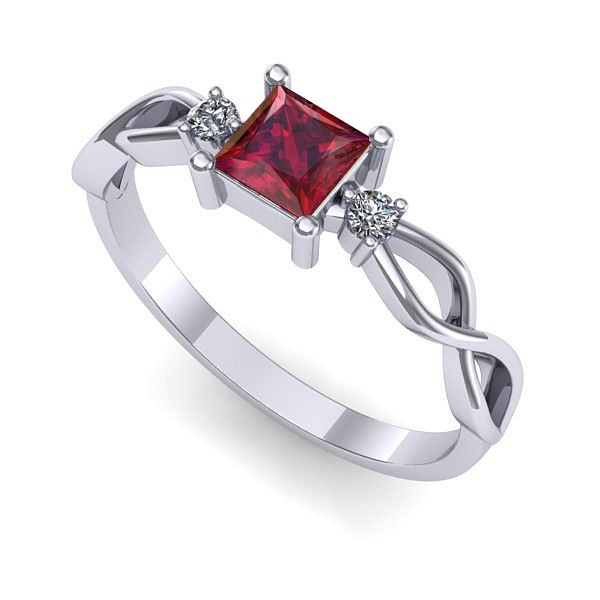 Inel logodna din aur alb cu rubin