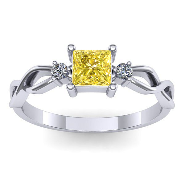 Inel logodna cu safir galben patrat