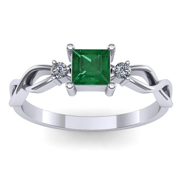 Inel cu smarald patrat