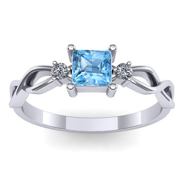 Inel de logodna cu topaz blue patrat