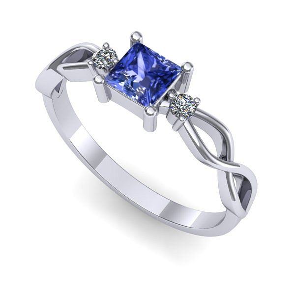 Inel de logodna din aur alb cu tanzanit