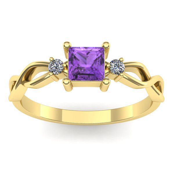 Inel cu ametist patrat