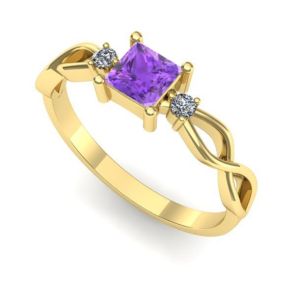 Inel de logodna din aur galben cu ametist
