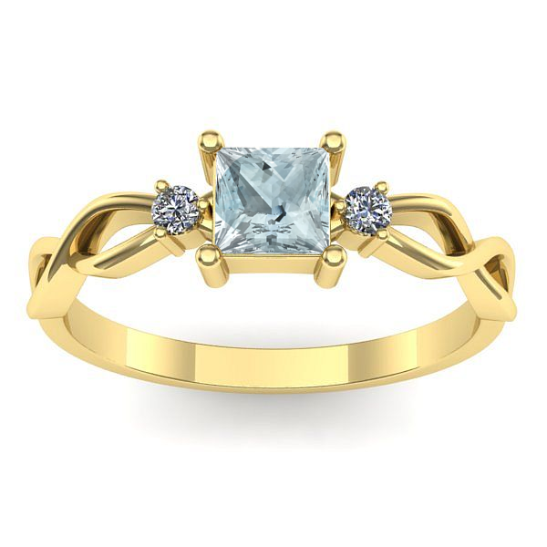 Inel logodna cu aquamarin patrat