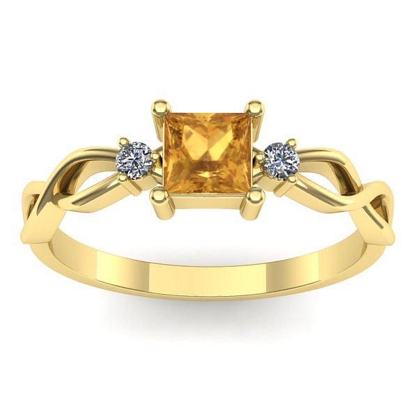 Inel logodna cu citrin patrat