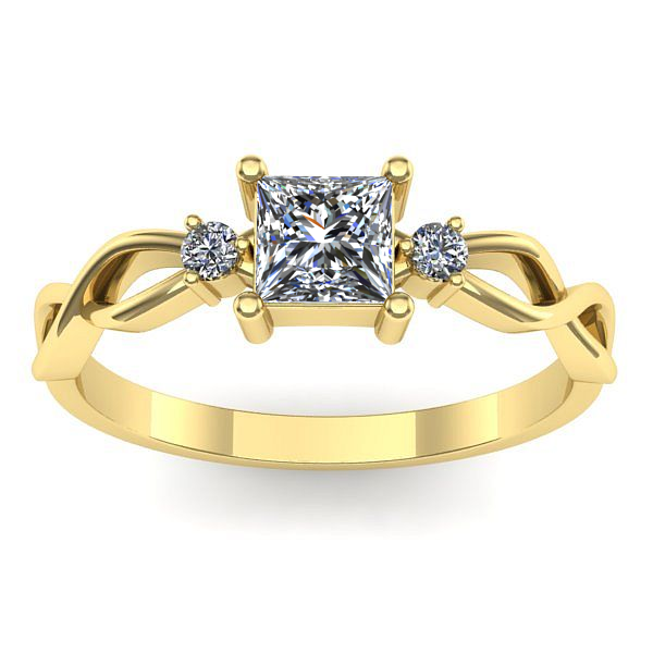 Inel cu diamant patrat