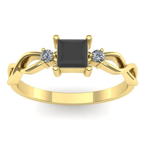 Inel logodna cu diamant negru patrat