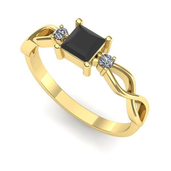 Inel din aur galben cu diamant negru