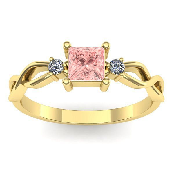 Inel de logodna cu diamant de laborator roz patrat