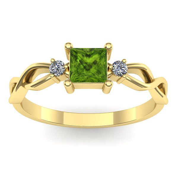 Inel de logodna cu peridot patrat