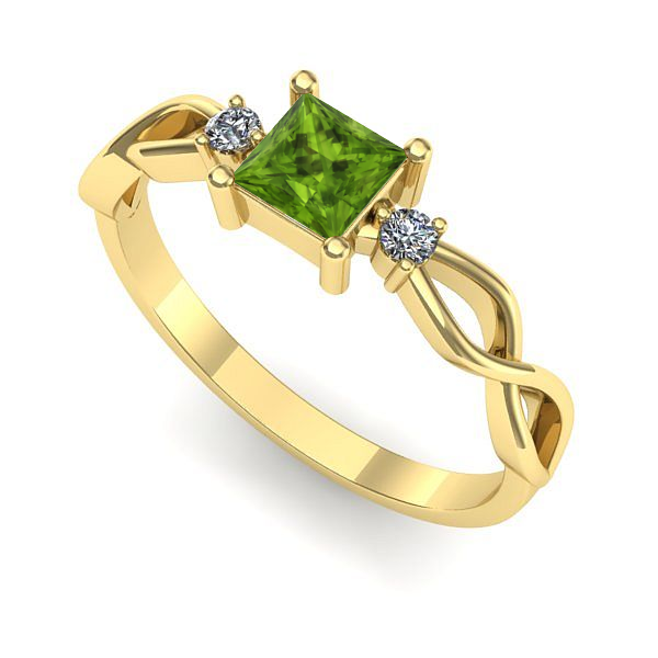 Inel de logodna din aur galben cu peridot