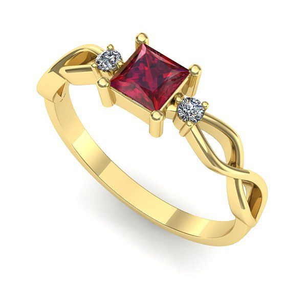 Inel de logodna din aur galben cu rubin